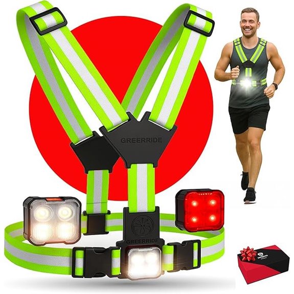 Reflective Running Vest with Rechargeable Lights for Night Vision