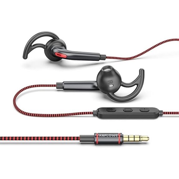 Sports Headphones with Mic and Secure Fit Red