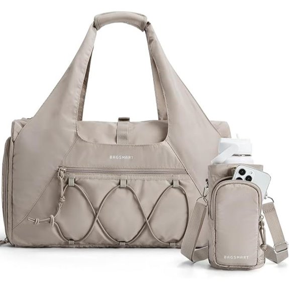 BAGSMART Gym Bag with Shoe Compartment Camel